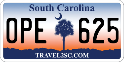 SC license plate OPE625