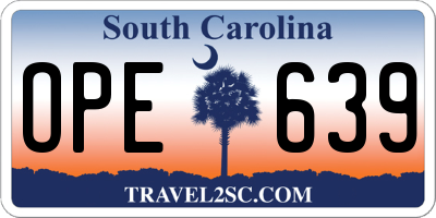 SC license plate OPE639