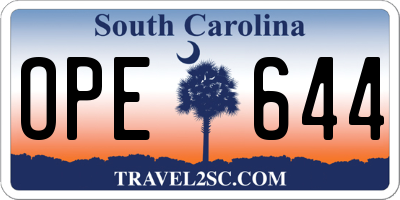 SC license plate OPE644