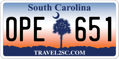 SC license plate OPE651