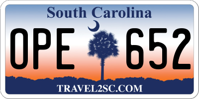 SC license plate OPE652