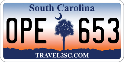 SC license plate OPE653