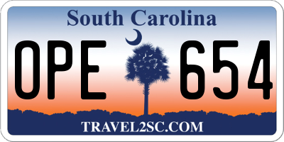 SC license plate OPE654