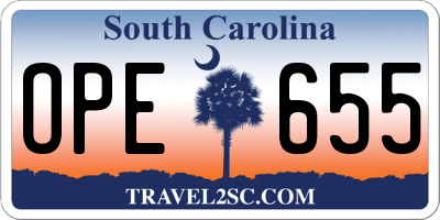 SC license plate OPE655