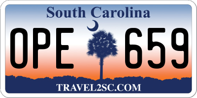SC license plate OPE659