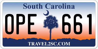 SC license plate OPE661