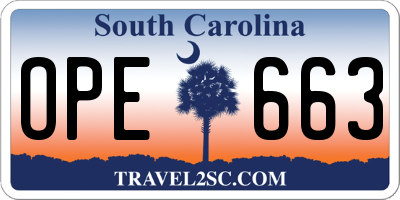 SC license plate OPE663