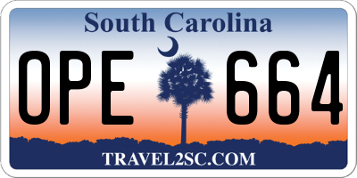 SC license plate OPE664