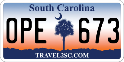 SC license plate OPE673