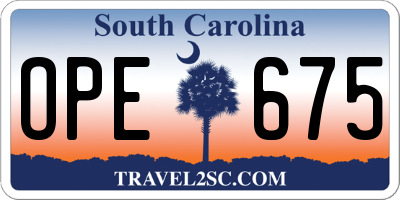 SC license plate OPE675