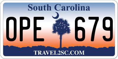 SC license plate OPE679