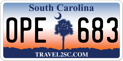 SC license plate OPE683