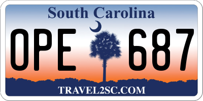 SC license plate OPE687
