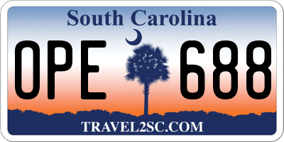 SC license plate OPE688