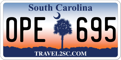 SC license plate OPE695
