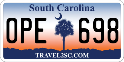 SC license plate OPE698