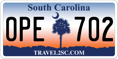 SC license plate OPE702