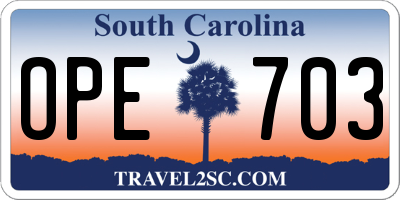 SC license plate OPE703