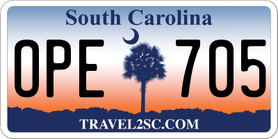 SC license plate OPE705
