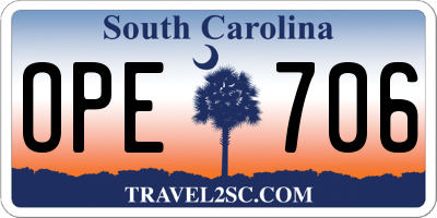SC license plate OPE706