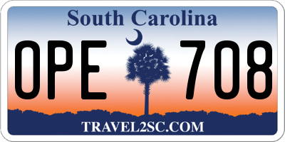 SC license plate OPE708
