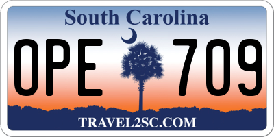 SC license plate OPE709