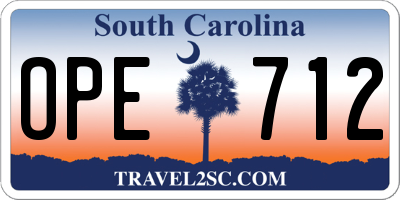 SC license plate OPE712