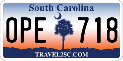 SC license plate OPE718