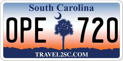 SC license plate OPE720
