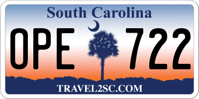 SC license plate OPE722