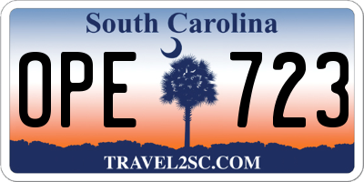 SC license plate OPE723