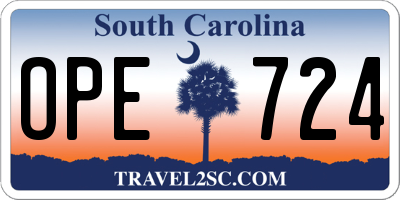 SC license plate OPE724