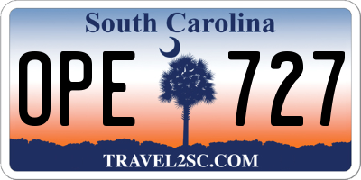 SC license plate OPE727