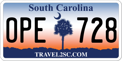 SC license plate OPE728