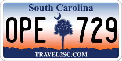 SC license plate OPE729