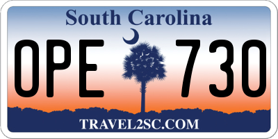 SC license plate OPE730