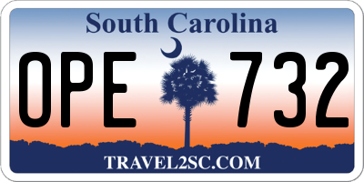 SC license plate OPE732
