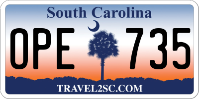 SC license plate OPE735