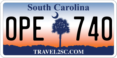 SC license plate OPE740