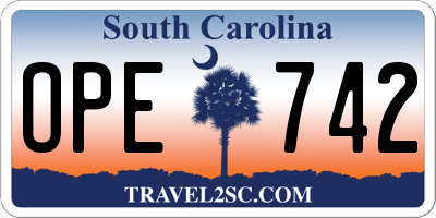 SC license plate OPE742