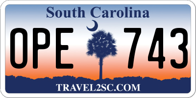 SC license plate OPE743
