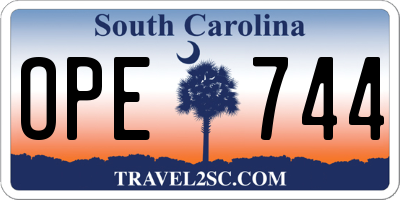 SC license plate OPE744