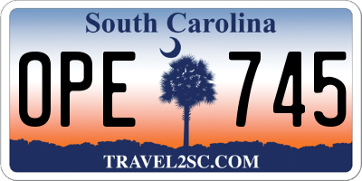 SC license plate OPE745