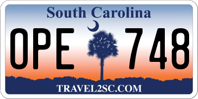 SC license plate OPE748