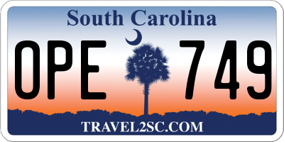 SC license plate OPE749