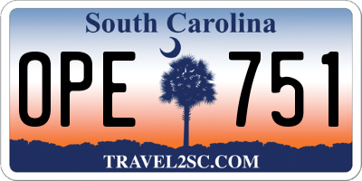 SC license plate OPE751