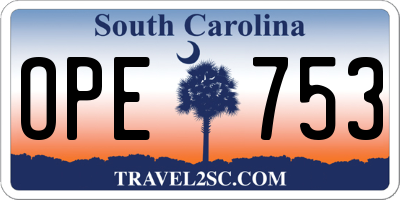 SC license plate OPE753