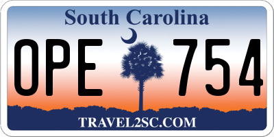 SC license plate OPE754