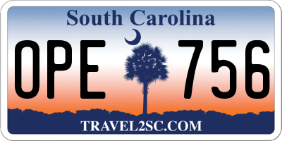 SC license plate OPE756