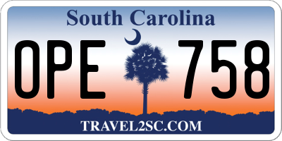 SC license plate OPE758